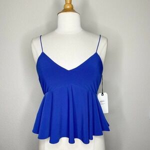 Leith Blue Peplum Blouse NWT